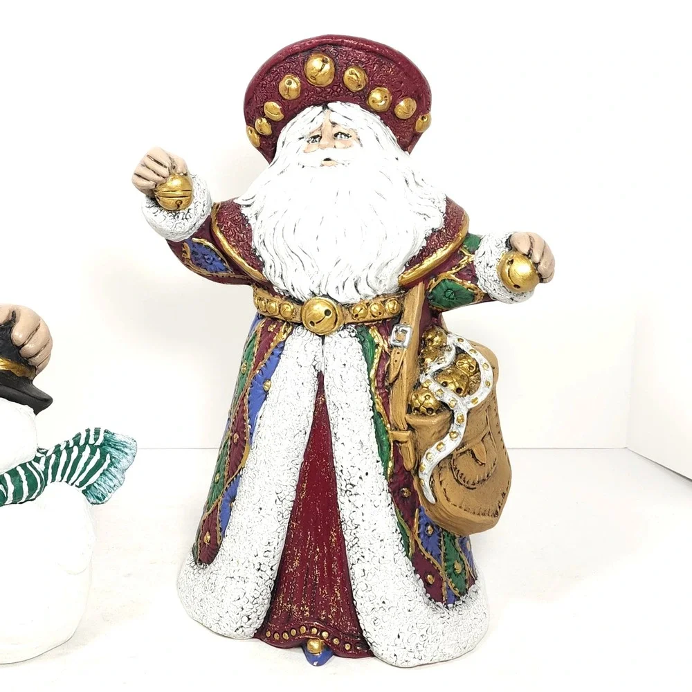 Lot of  2 Vintage Old World Santa's 1998/2000 Ceramic Figure Christmas‎ Decor
